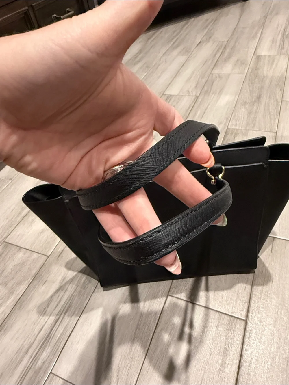Michael Kors Black Saffiano Leather Structured Tote with Gold Hardware